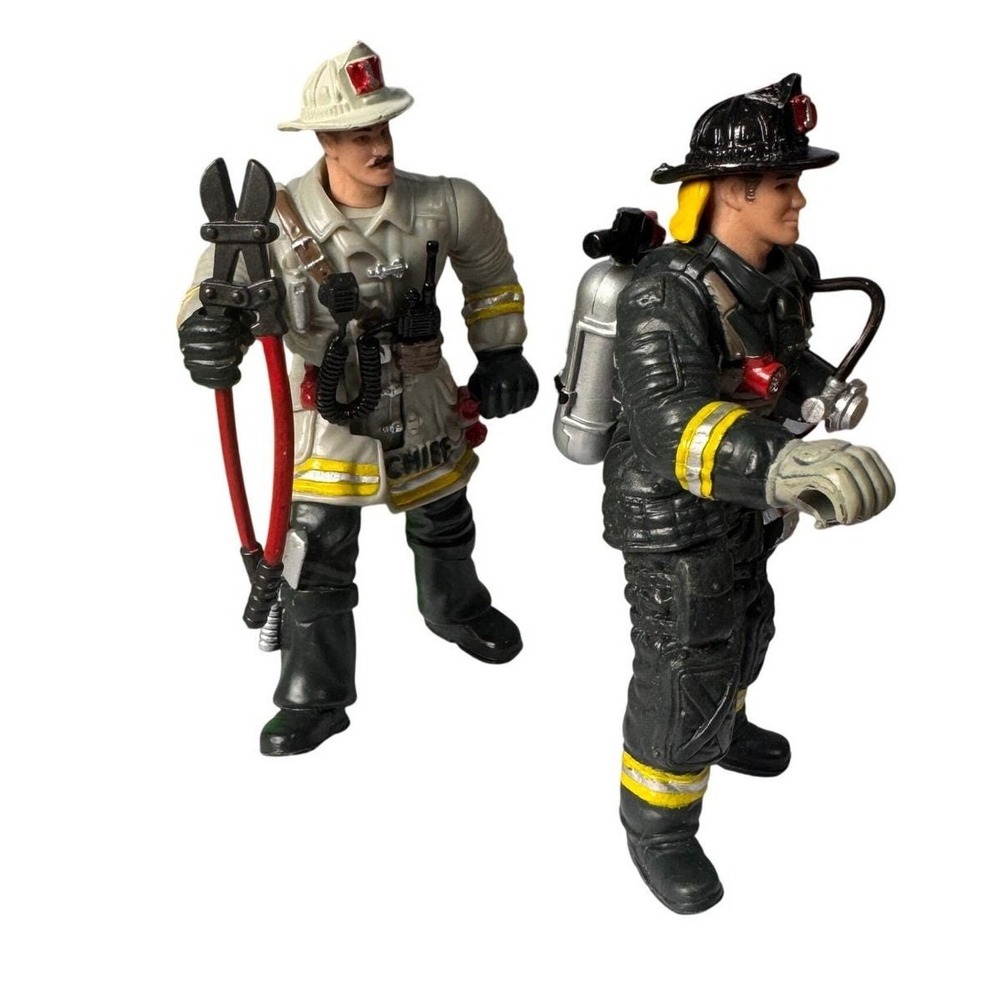 Chap Mei True Heroes 4" Action Figure‎ Lot of 2 Fire Chief & Fireman with Gear